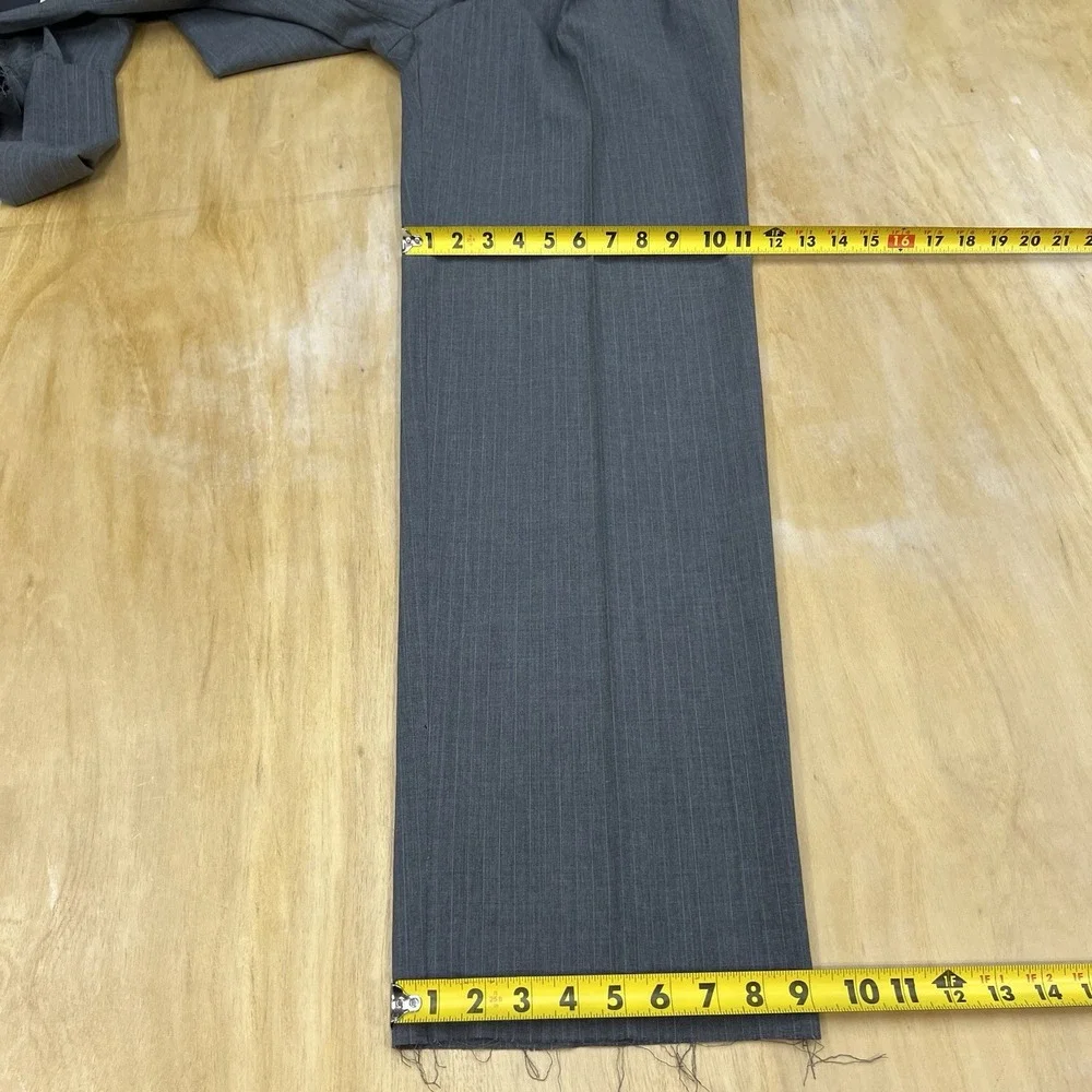 Brooks Brothers Suit Mens 44Long Wool Pleated Pants 37x34 (Unhemmed) Gray/Blue